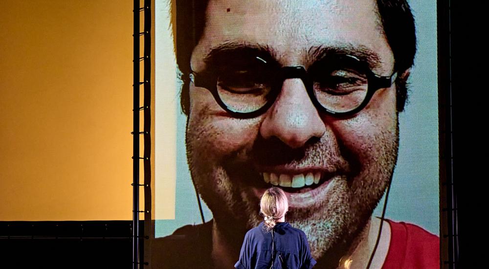 video call op het podium