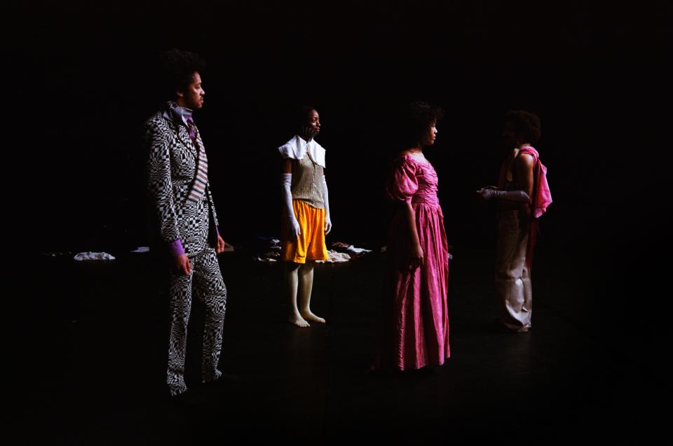 portrait of the performers (Audrey Merilus, Stanley Ollivier, Joël Rabesolo, Soa Ratsifandrihana)