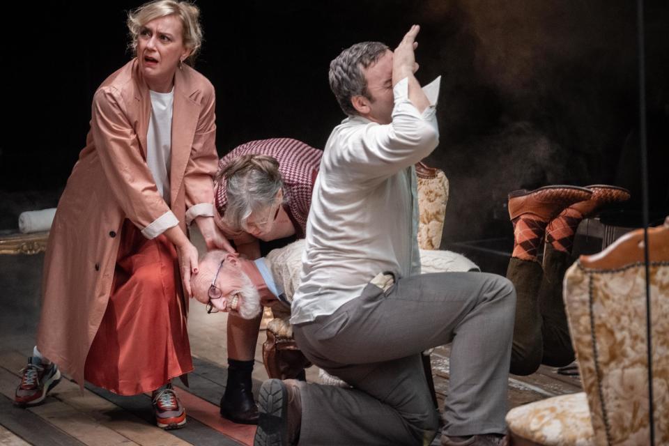 Four actors pulling on each other